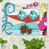 Surf Shop Surfred Ocean Beach Surfboards Palm Tree Theedoek (Gevouwen)