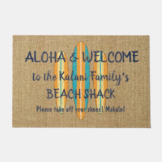 Surf Sign Customize Monogram Hawaiian Aloha Deurmat (Voorkant)
