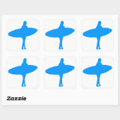 Surf Silhouette Vierkante Sticker (Vel)