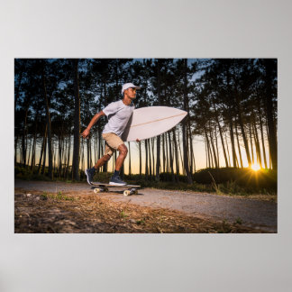 Surf skater training surfen moves poster