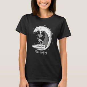 Surf Skeleton Wave Surfer Surfred Retro Hij T-shirt