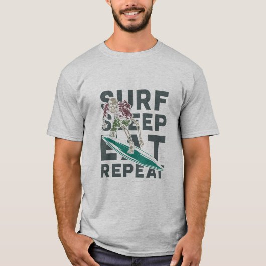 Surf Slaapstand herhalen  Surf ontwerp T-shirt (Voorkant)