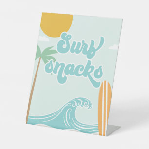 Surf Snacks Surf's Up Strand Verjaardag Eten Reclamebord Met Voetstuk