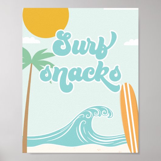 Surf Snacks Surf's Up Strand Verjaardags Eten Poster (Voorkant)