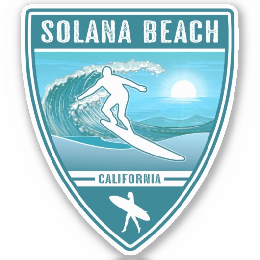 Surf Solana Beach California Sticker (Voorkant)