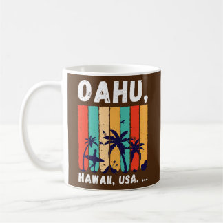 Surf Spot Oahu Hawaii USA Retro Surfing Surfer Koffiemok