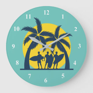 Surf sun and palm trees cool surf grote klok