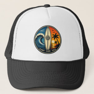 Surf Sun Sea Vintage Badge – Surfplank Zonsonderga Trucker Pet
