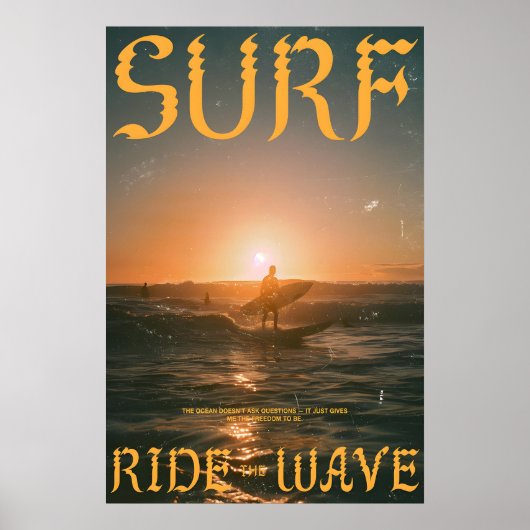 Surf Sunset Kunstprint Vintage Oceaangolf Poster (Voorkant)