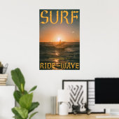 Surf Sunset Kunstprint Vintage Oceaangolf Poster (Thuiskantoor)