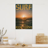 Surf Sunset Kunstprint Vintage Oceaangolf Poster (Keuken)