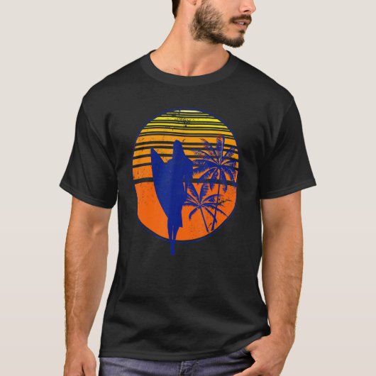 Surf Surfboard Surfer Ocean Tropical Sunset T-shirt (Voorkant)