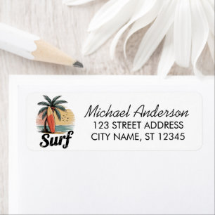 Surf surfen strand surfplank retouradres etiket