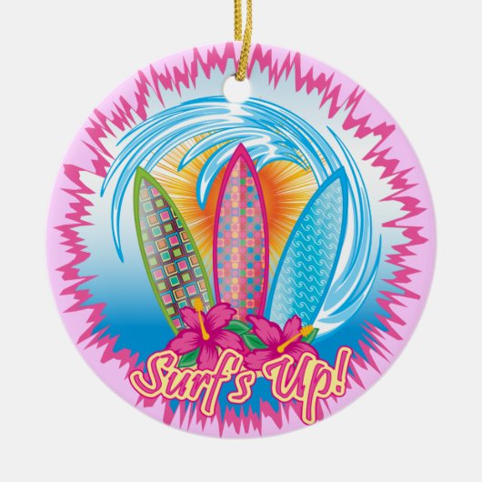 Surf - Surfer Girl Keramisch Ornament (Voorkant)