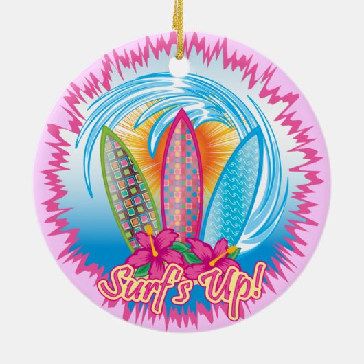 Surf - Surfer Girl Keramisch Ornament (Achterkant)