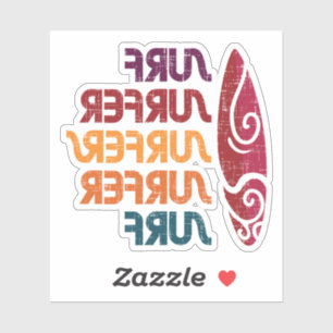 Surf Surfer Surfer Retro Inverted Text Stickers
