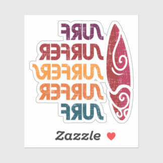 Surf Surfer Surfer Retro Inverted Text Stickers