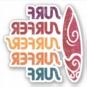 Surf Surfer Surfer Retro Inverted Text Stickers (Voorkant)