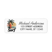Surf Surfing Beach Surfboard Return Address   Etiket (Voorkant)