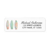 Surf Surfing Strand Surfboard Retouradres Etiket (Voorkant)