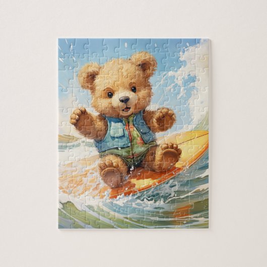 Surf Teddy Bear Puzzel: Avontuurlijke Puzzel Legpuzzel (Verticaal)