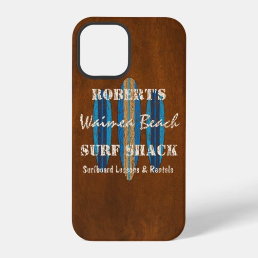 Surf Teken Aanpassen Monogram Hawaiaanse Surfplank iPhone Hoesje (Achterkant)