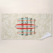 Surf Teken Aanpassen Monogram Hawaiaanse Surfplank Strandlaken (Voorkant)