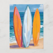 Surf the Waves | Watercolor Beach Ocean Briefkaart (Voorkant)