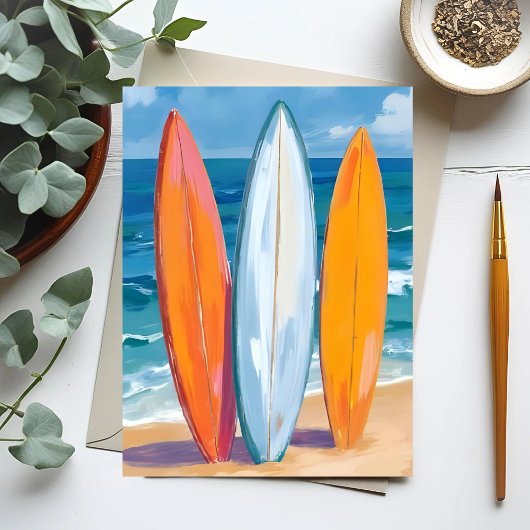 Surf the Waves | Watercolor Beach Ocean Briefkaart