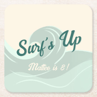 Surf Thema Kinderen Verjaardagsfeestje Papieren On Kartonnen Onderzetters