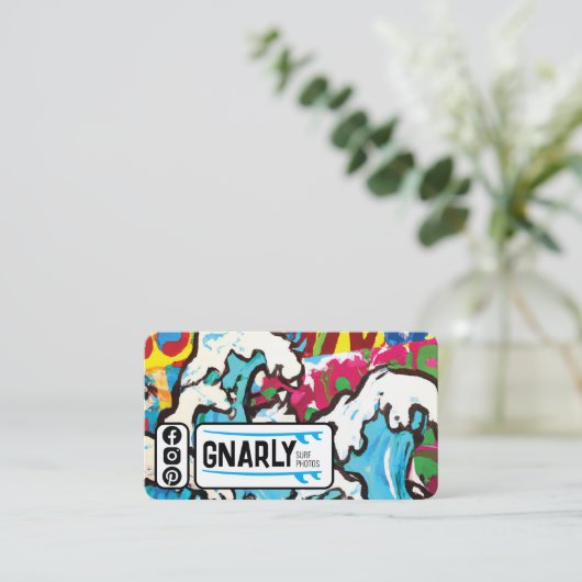 Surf thema Visitekaartje (Staand voorkant)