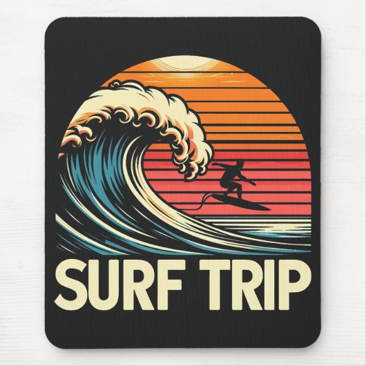 Surf Trip Retro sunset Muismat (Voorkant)