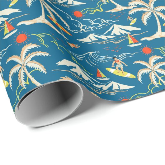 Surf tropisch eiland cadeaupapier (Rol Hoek)