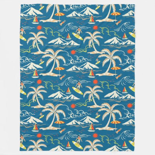 Surf tropisch eiland fleece deken (Voorkant)