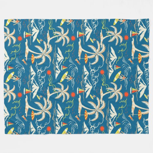 Surf tropisch eiland fleece deken (Voorkant (Horizontaal))