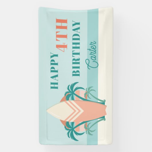Surf-up Beach Retro Thed Birthday Party Banner (Verticaal)