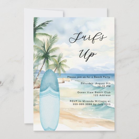 Surf Up Beach Surfboard Beach Zomerfeest Kaart (Voorkant)