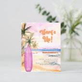 Surf Up Beach Surfboard meisje verjaardagsuitnodig (Staand voorkant)