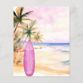 Surf Up Beach Surfboard meisje verjaardagsuitnodig (Achterkant)