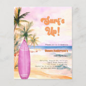 Surf Up Beach Surfboard meisje verjaardagsuitnodig (Voorkant)