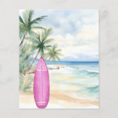 Surf Up Beach Surfboard meisje verjaardagsuitnodig (Achterkant)