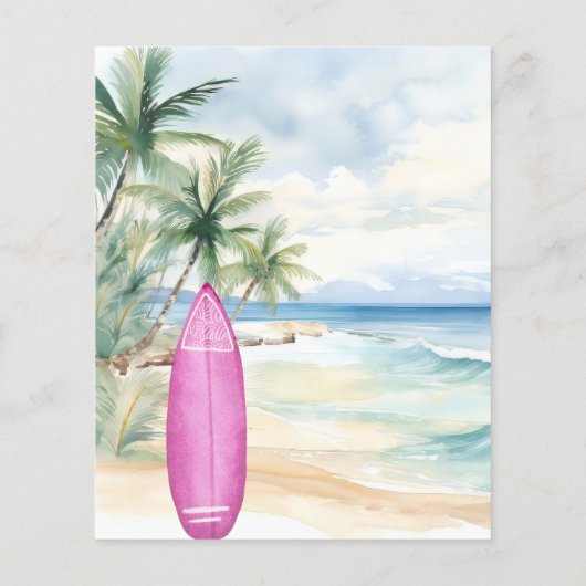 Surf Up Beach Surfboard meisje verjaardagsuitnodig (Achterkant)