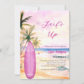 Surf Up Beach Surfboard roze meisje verjaardagsfee Kaart (Voorkant)