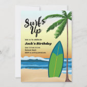 Surf Up Beach thema verjaardagsuitnodiging Kaart (Voorkant)
