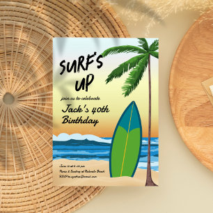 Surf Up Beach thema verjaardagsuitnodiging Kaart