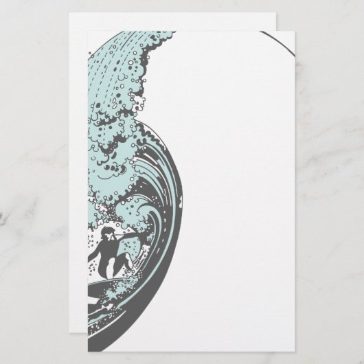 Surf Up Blue Briefpapier (Voorkant / Achterkant)