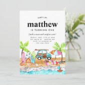 Surf Up Board Summer Beach Wave Surfen Verjaardag Kaart (Staand voorkant)