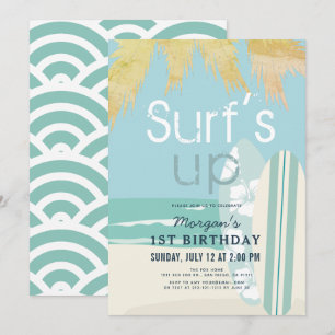 Surf Up Boy Surfboards Beach 1st Birthday Kaart