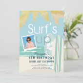 Surf Up Boy Surfboards Beach Foto Verjaardag Kaart (Staand voorkant)