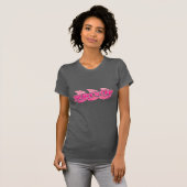 Surf-up dames roze golven op bruin t-shirt (Voorkant volledig)